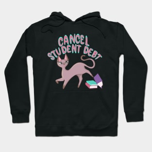 Cancel Student Debt Cat Kicking Text Books gift for student Hoodie